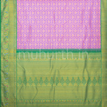 Load image into Gallery viewer, Lilac Kanjivaram Silk Saree with Meenakari on Green
