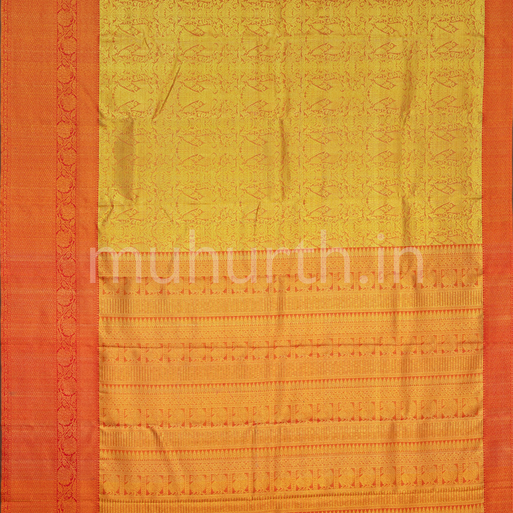 Bright Red Tissue Kanjivaram Saree