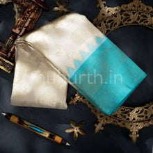 Load image into Gallery viewer, Off White Kanjivaram Silk Saree with Ananda