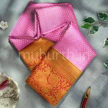 Load image into Gallery viewer, Kanjivaram Pink Silk Saree with Red