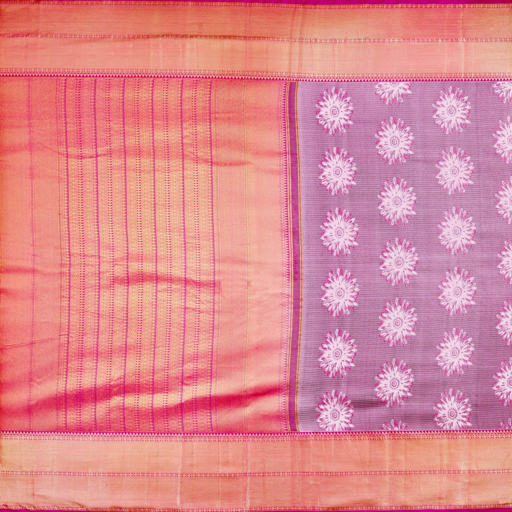 Kanjivaram Floral Baby Pink Silk Saree