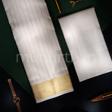 Load image into Gallery viewer, Premium Off-White Pure Silk Dhoti with Angavastram