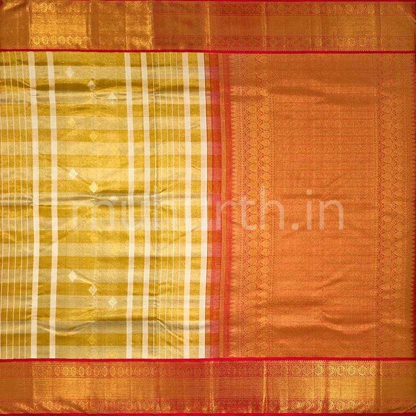 Kanjivaram Jarigai Tissue Silk Saree with Bright Red