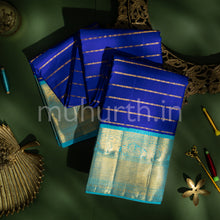 Load image into Gallery viewer, Royal Blue Veldhari Kanjivaram Silk Saree with Ananda Blue