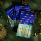 Royal Blue Veldhari Kanjivaram Silk Saree with Ananda Blue