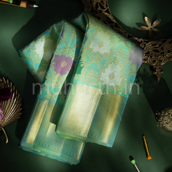 Sea Green Rangkat Kanjivaram Silk Saree