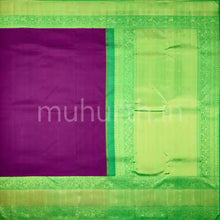 Load image into Gallery viewer, Kanjivaram Purple Silk Saree with Tiratchai Green