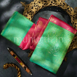 Kanjivaram Peach Silk Saree with Tiratchai Green