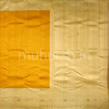 Load image into Gallery viewer, Kanjivaram Golden Mustard Silk Saree With Tussar White