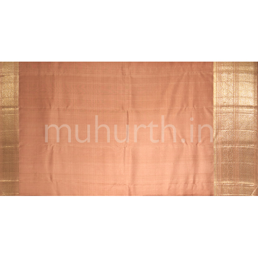 Kanjivaram Light Pink Silk Saree with Brown