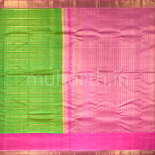 Load image into Gallery viewer, Tiratchai Green Kanjivaram Silk Saree with Rani Rose