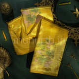 Mustard Tissue Organza Kanjivaram Silk Saree