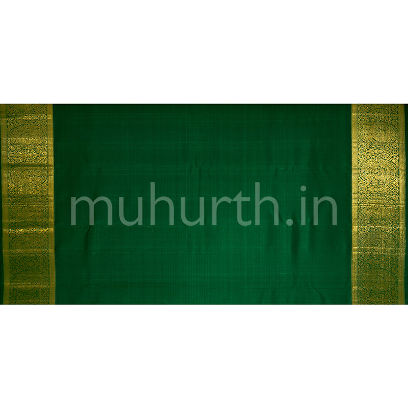 Kanjivaram Golden Mustard with Green Silk Saree