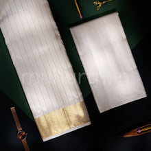 Load image into Gallery viewer, Premium Off-White Pure Silk Dhoti with Angavastram