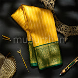 Kanjivaram Golden Mustard with Green Silk Saree