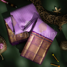 Load image into Gallery viewer, Lavender Kanjivaram Silk Saree with Meenakshi