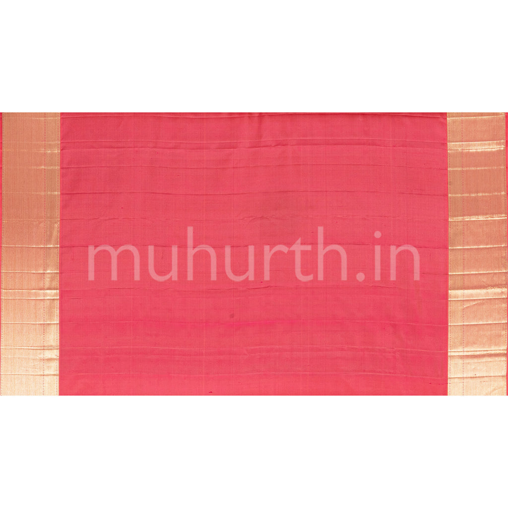 Tiratchai Green Kanjivaram Silk Saree with Peach