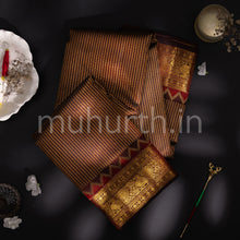 Load image into Gallery viewer, Kanjivaram Pakku (Betel) Brown Silk Saree