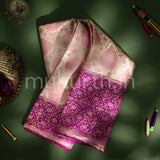Kanjivaram Pastel Pink Silk Saree with Magenta