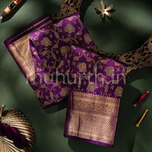 Load image into Gallery viewer, Kanjivaram Meenakshi Violet Silk Saree