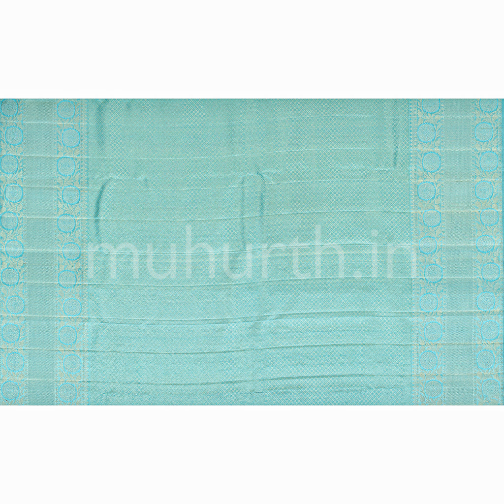 Sampanga Yellow Kanjivaram Silk Saree with Sea Green