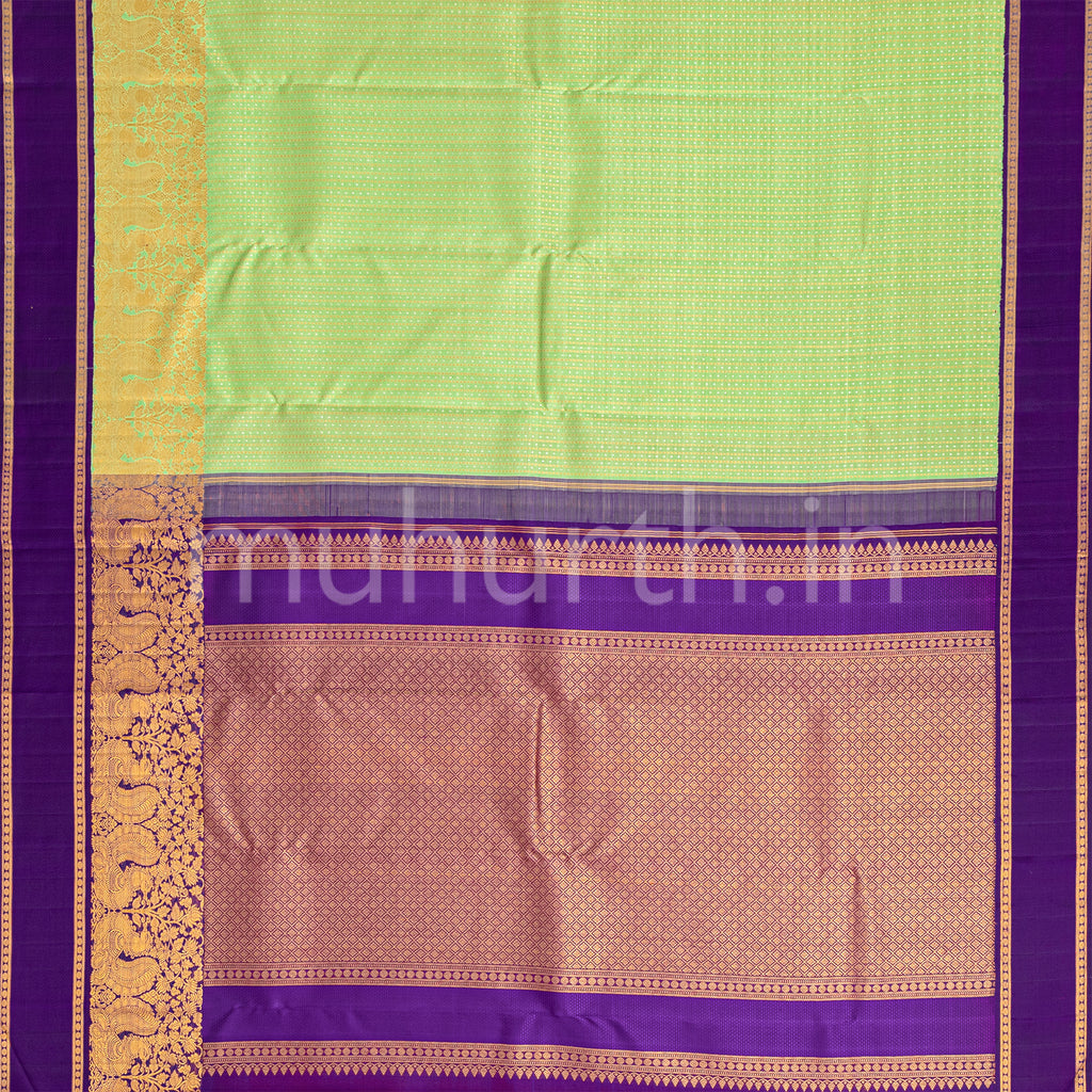 Elaichi Kanjivaram Silk Saree with Magenta