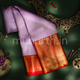 Kanjivaram Lavender Silk Saree with Red
