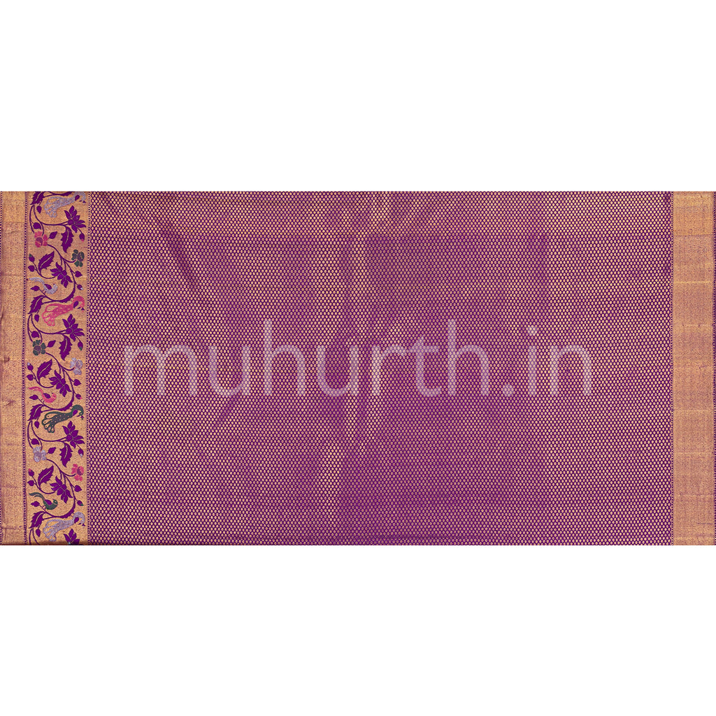 Peach Kanjivaram Silk Saree with Meenakshi