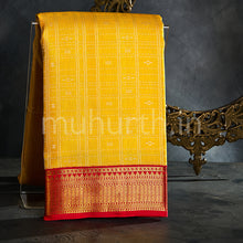 Load image into Gallery viewer, Kanjivaram Mustard Silk Saree with Red