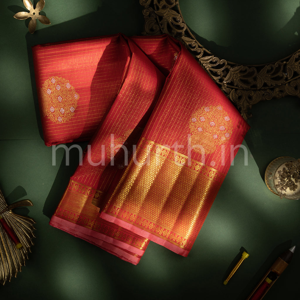 Deep Red Kanjivaram Silk Saree