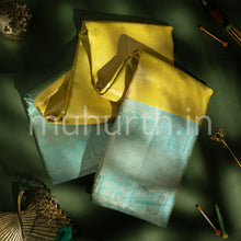 Load image into Gallery viewer, Golden Yellow Kanjivaram Silk Saree with Sea Green