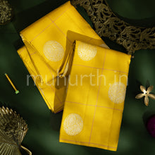 Load image into Gallery viewer, Mustard Kanjivaram Silk Saree with Lilac