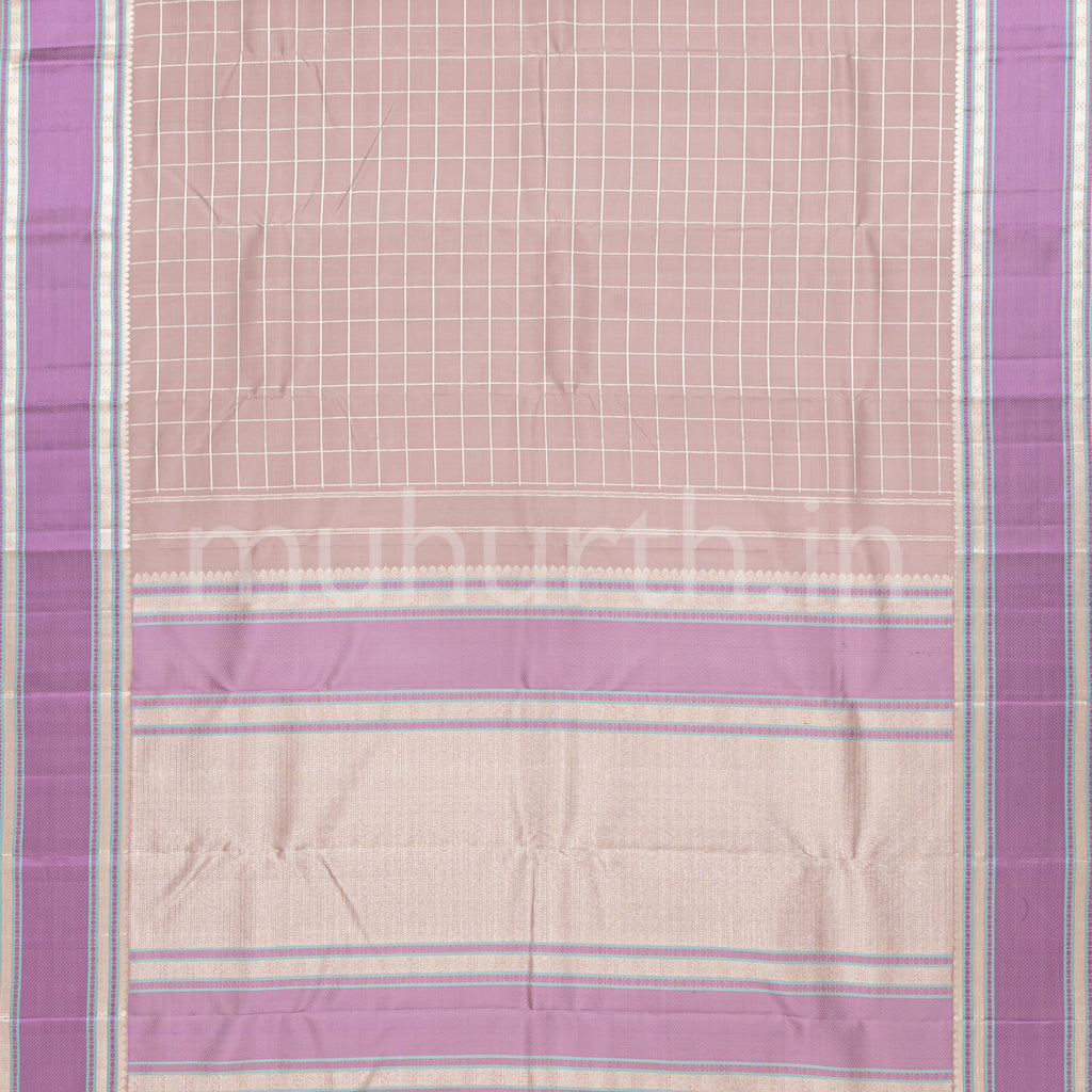 Light Brown Kanjivaram Silk Saree with Lavender