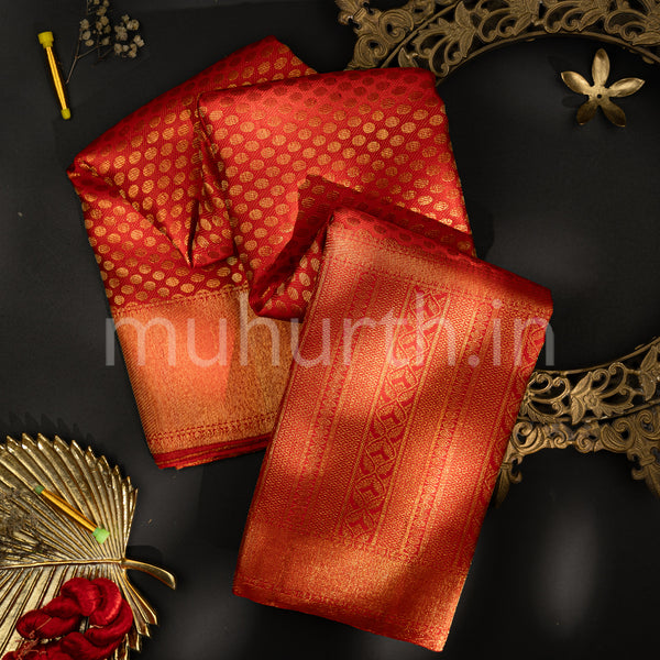 Bright Red Kanjivaram Silk Saree