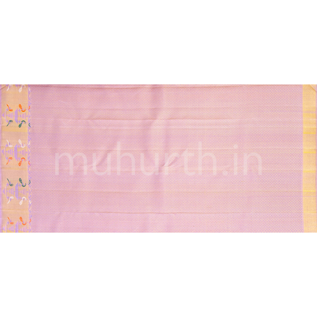 Dark Magenta Kanjivaram Silk Saree with Lavender