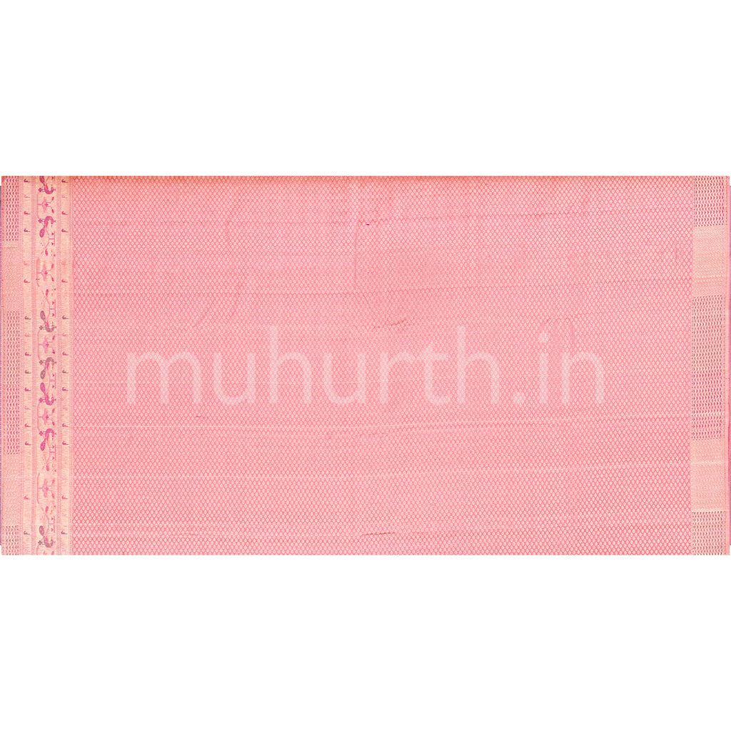 Kanjivaram Sea Green Silk Saree with Pink