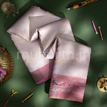 Load image into Gallery viewer, Kanjivaram Pastel Lavender Silk Saree with Peach