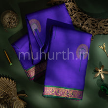 Load image into Gallery viewer, Violet Kanjivaram Silk Saree with Green