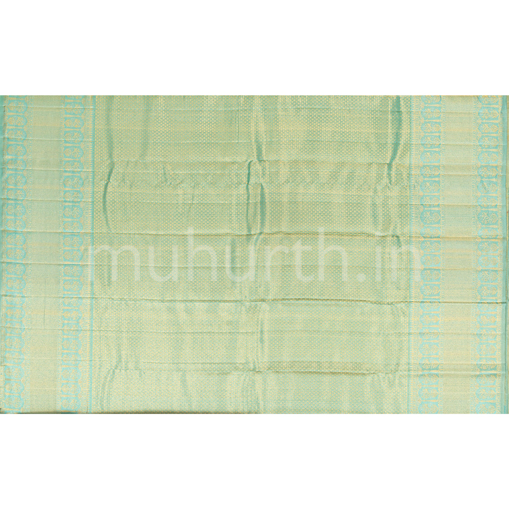 Off-White Kanjivaram Silk Saree with Sea Green