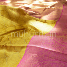 Load image into Gallery viewer, Golden Tissue Kanjivaram Silk Saree with Pink