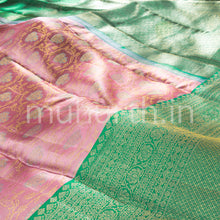 Load image into Gallery viewer, Pink Kanjivaram Silk Saree with Rexona Green