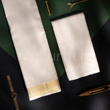 Load image into Gallery viewer, Premium Off-White Pure Silk Dhoti with Angavastram