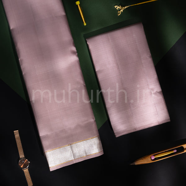 Premium Light Lavender Pure Silk Dhoti with Angavastram