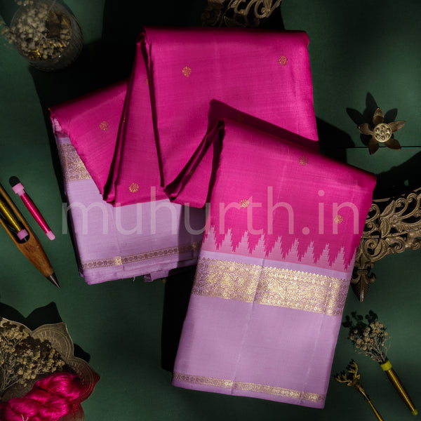 Rani Rose Pure Zari Kanjivaram Silk Saree with Lavender