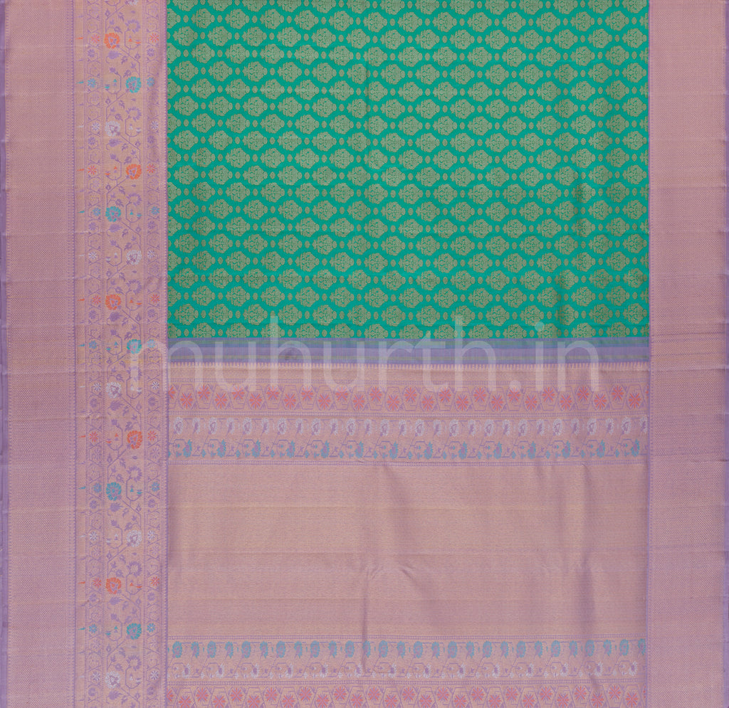 Rama Blue Meenakari Pure Kanjivaram Silk Saree with Lavender