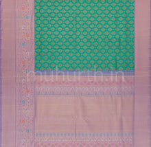 Load image into Gallery viewer, Rama Blue Meenakari Pure Kanjivaram Silk Saree with Lavender