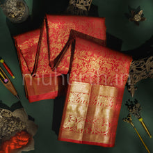 Load image into Gallery viewer, Bright Red Vanasingaram Pure Kanjivaram Silk Saree