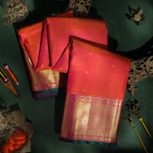 Load image into Gallery viewer, Rose Orange Pure Kanjivaram Silk Saree with Rose