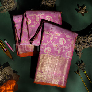 Pink Bridal Meenakari Kanjivaram Silk Saree   