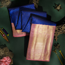 Load image into Gallery viewer, Violet Pure Kanjivaram Silk Saree with Peach